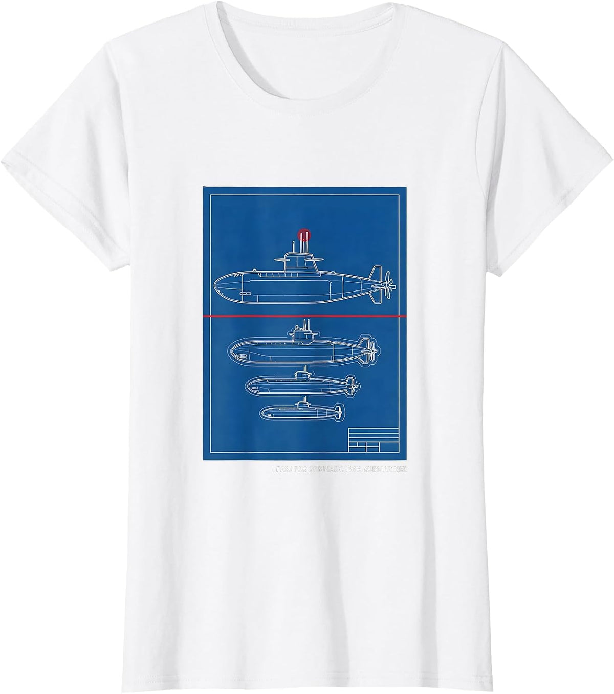 I Pass For Ordinary I'm A Submariner Technical Blueprint T-Shirt - White