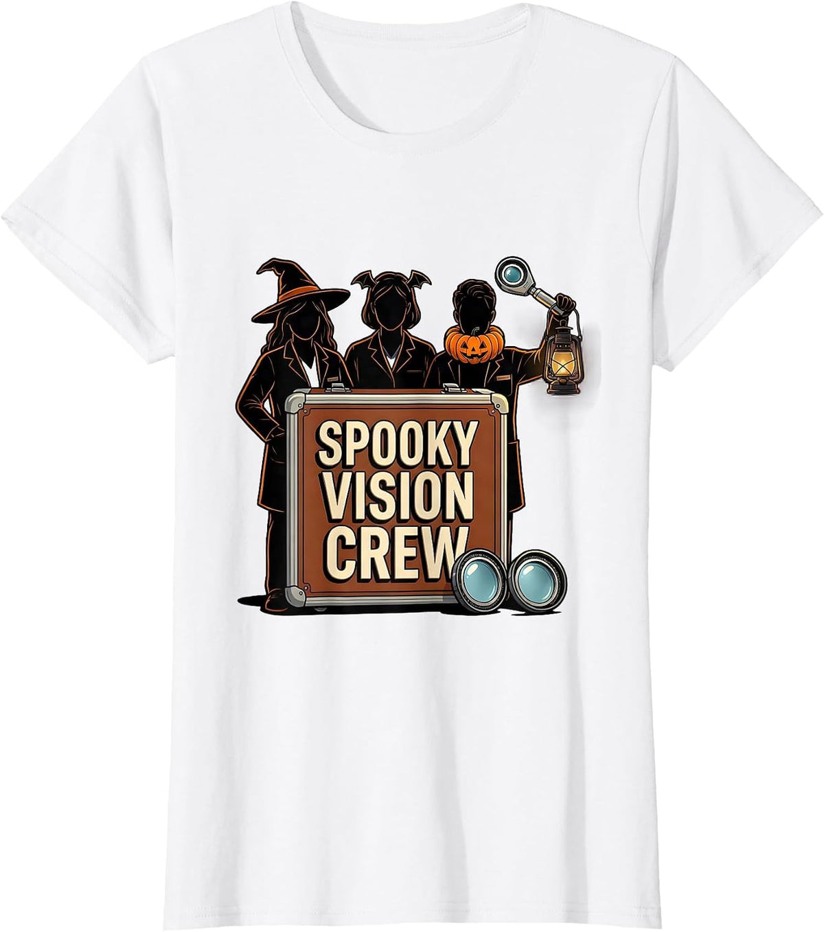 Spooky Vision Crew Funny Optometrist Halloween Eye Doctor T-Shirt - White