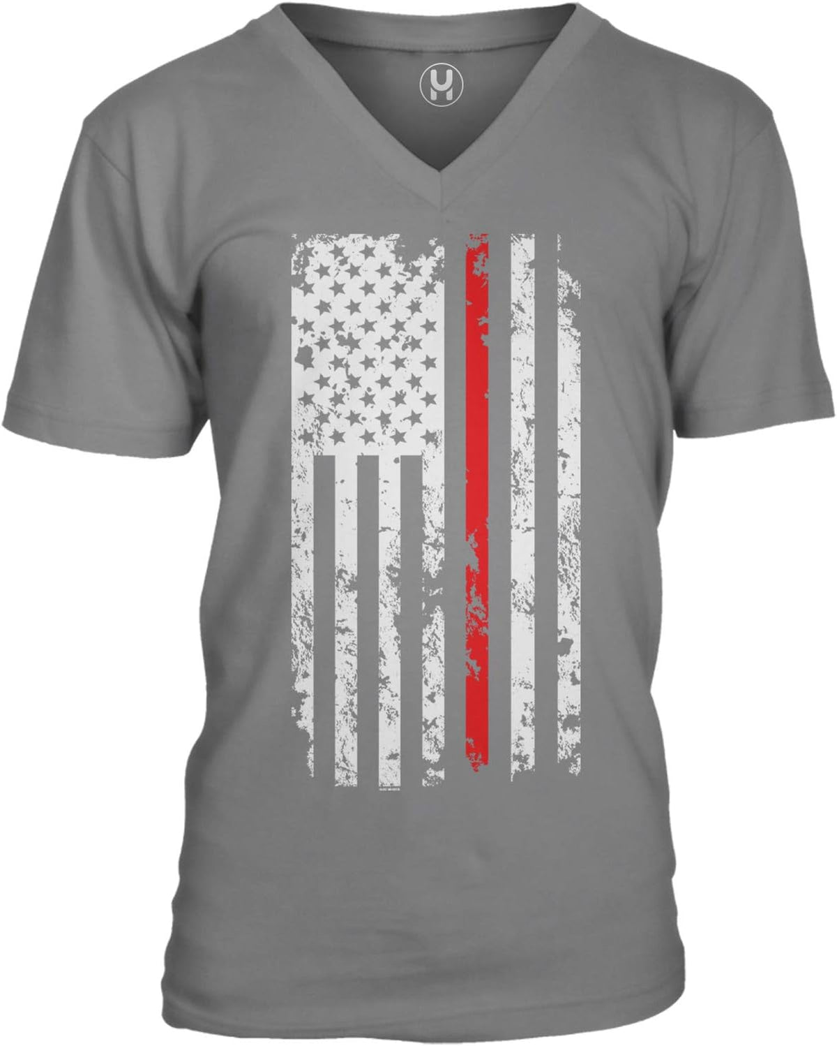 Red Line American Flag - Firefighter Support Unisex V-Neck T-Shirt - Charcoal