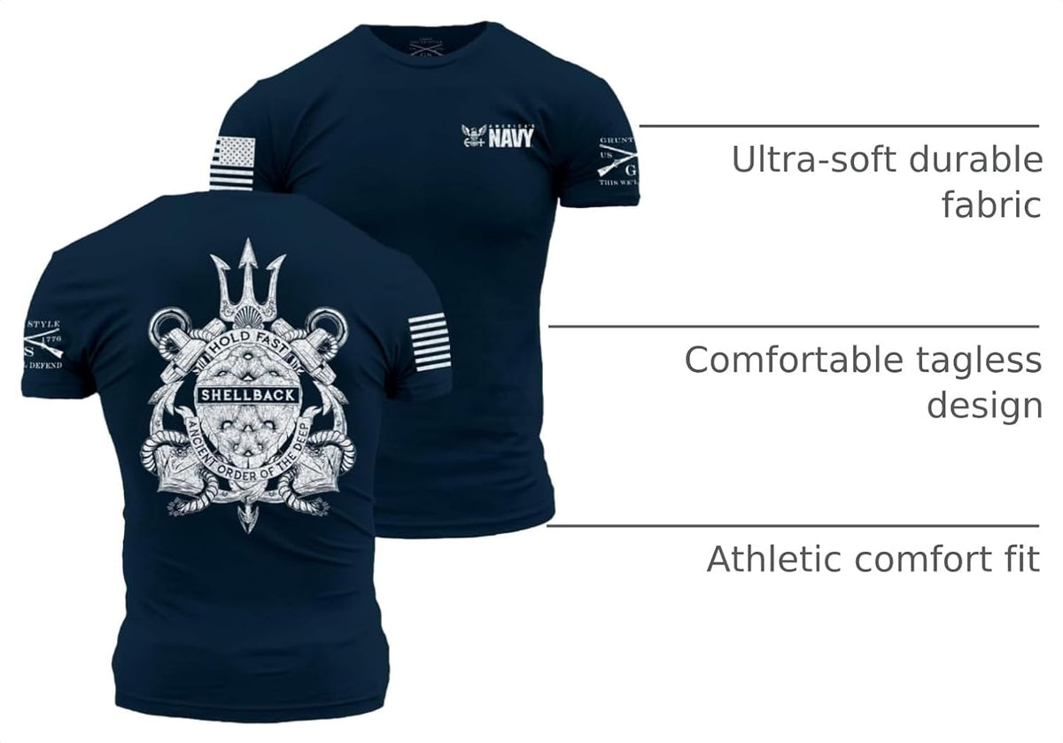 Grunt Style Shellback Seal USN Men's T-Shirt - size chart