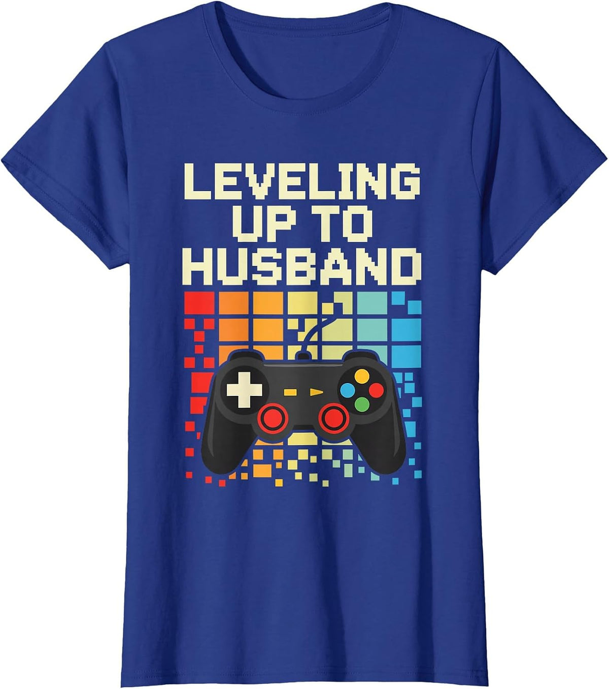 Leveling Up to Husband Funny Video Game Gamer Engagement T-Shirt - Royal Blue