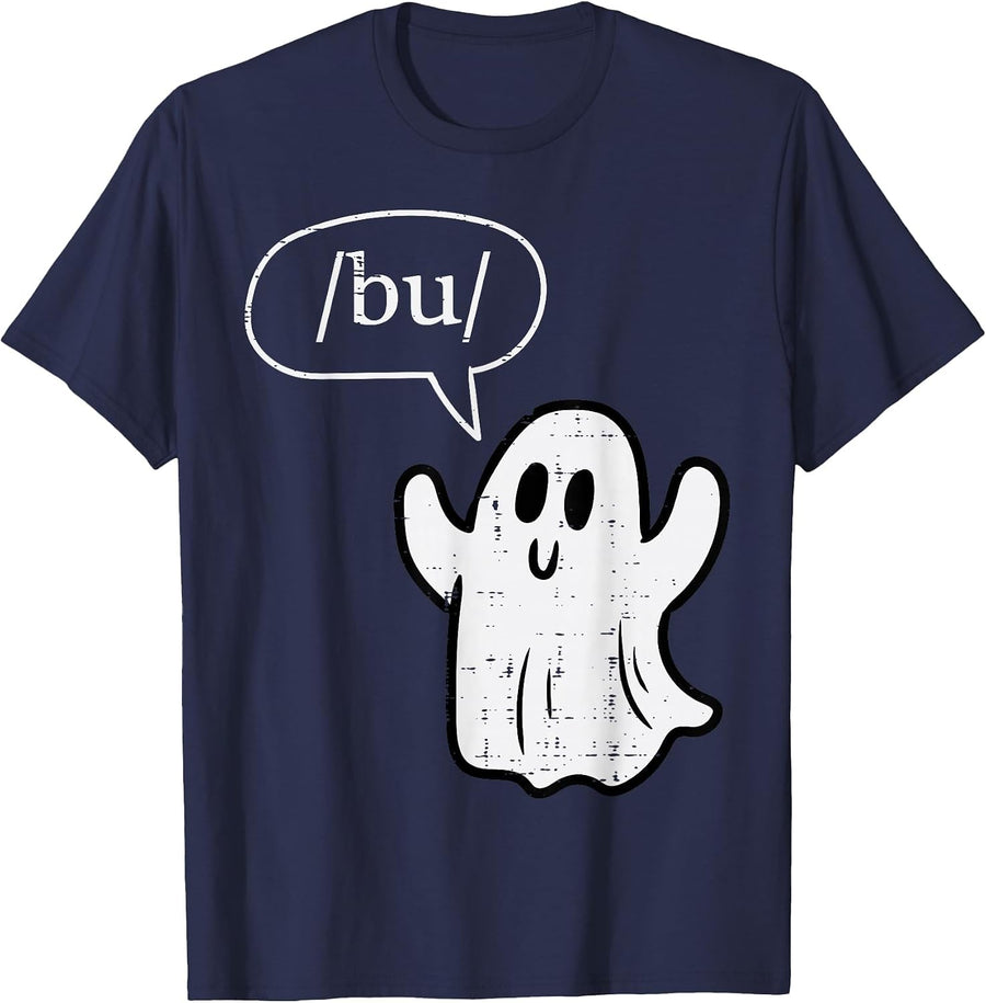 Halloween Speech Therapy Ghost Bu Boo SLP Costume Men Women T-Shirt - Navy Blue