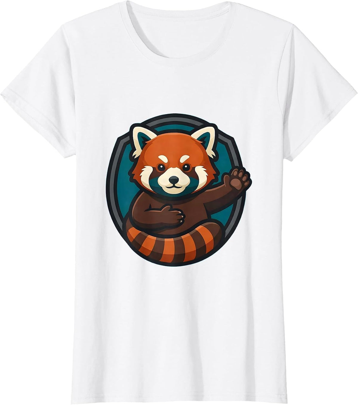 Women's Red Panda Shield Mascot Cute Animal Lover Gift T-Shirt - White