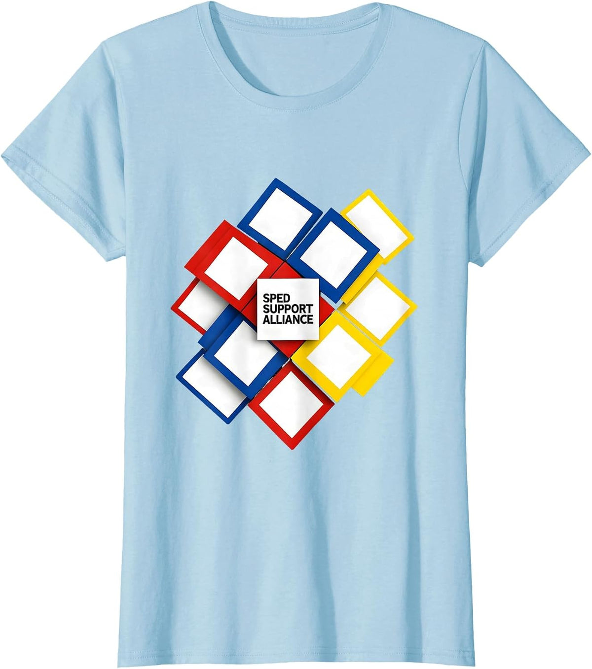 SPED Support Alliance Bauhaus Modernist Teacher Appreciation T-Shirt - Baby Blue