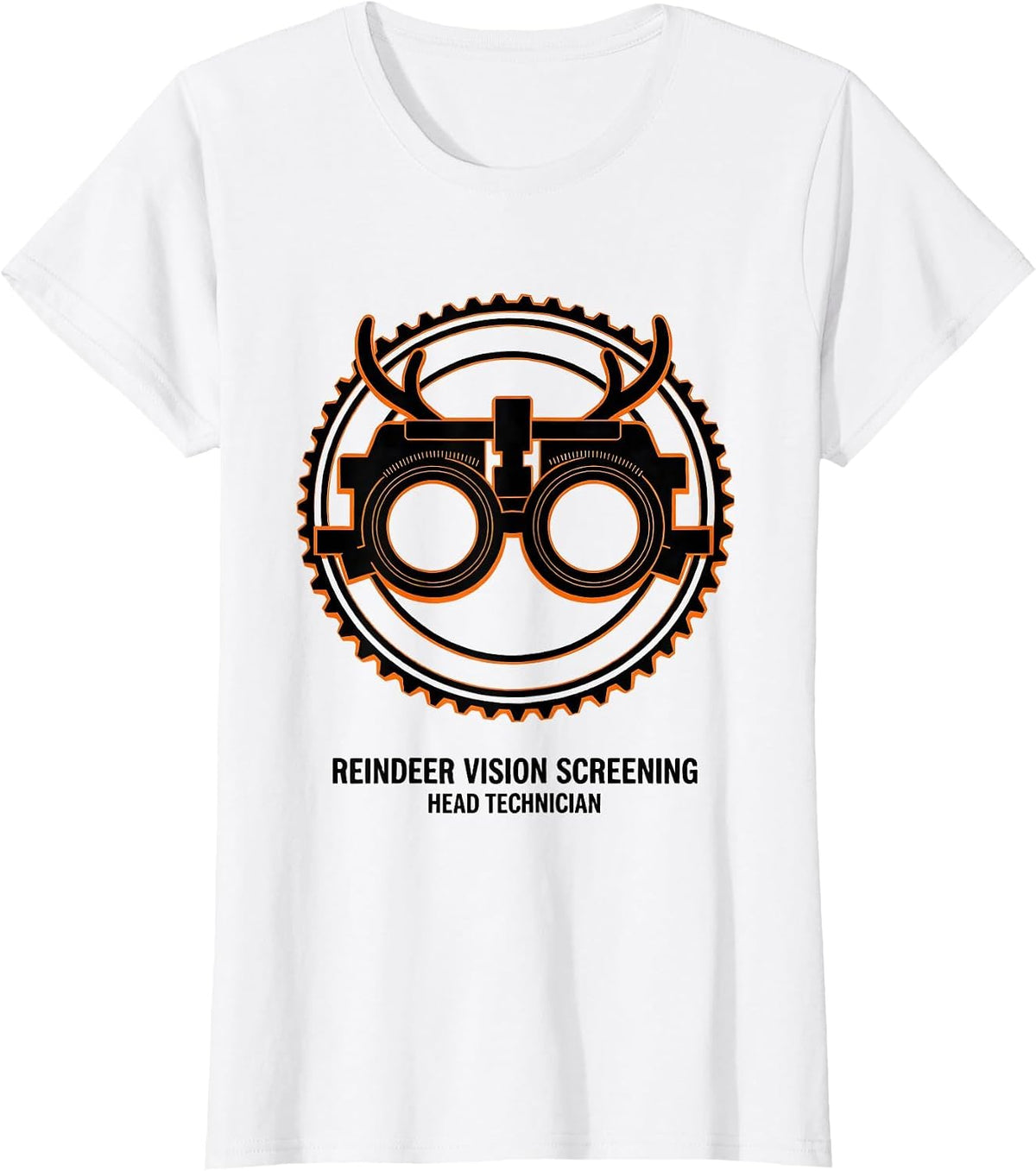 Women's Reindeer Vision Screening, Head Technician Optometrist T-Shirt - White