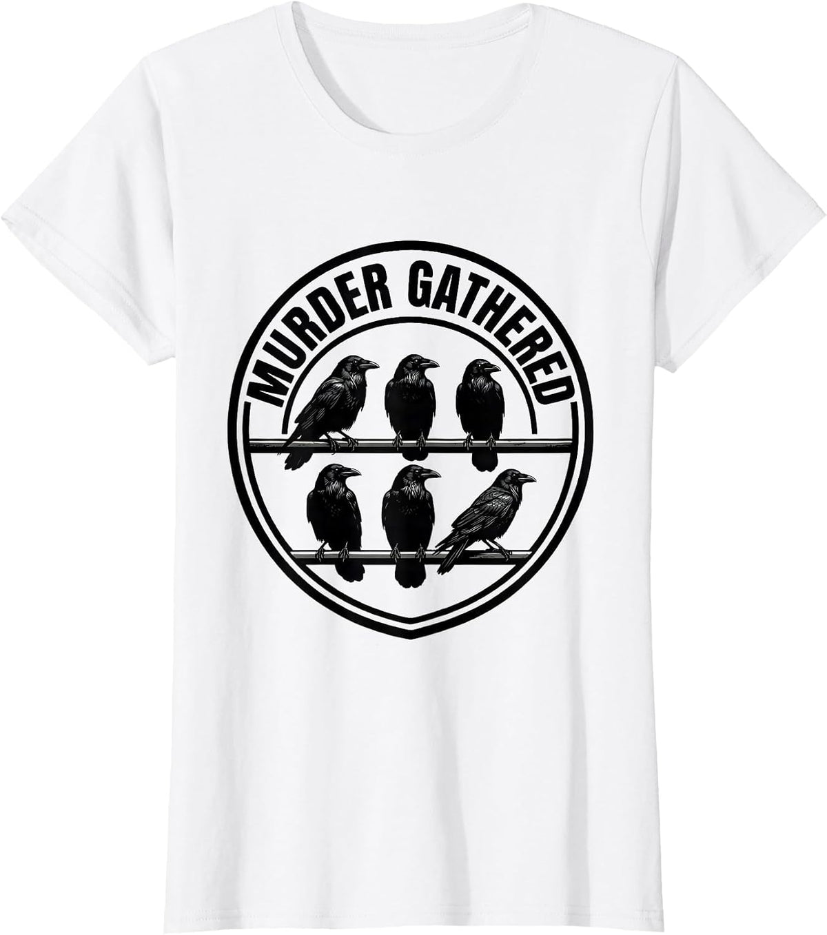 Women's Murder Gathered Silly Crow Lover Bird Pun Humor T-Shirt - White