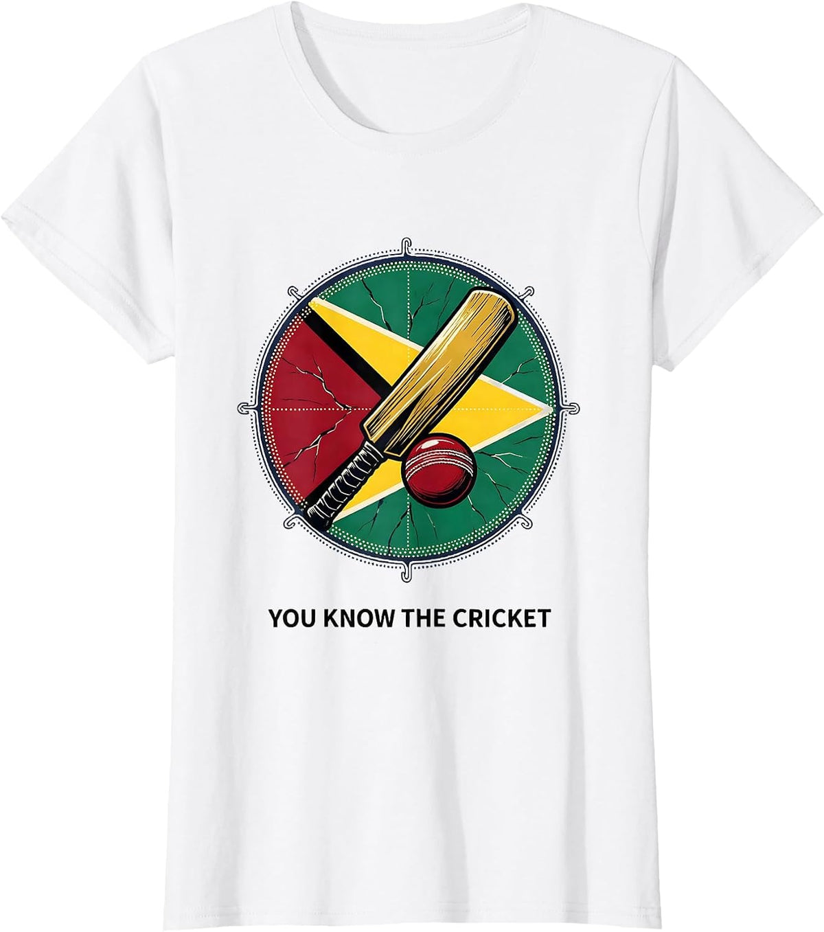 You Know The Cricket Guyanese Flag Heritage Retro T-Shirt - White