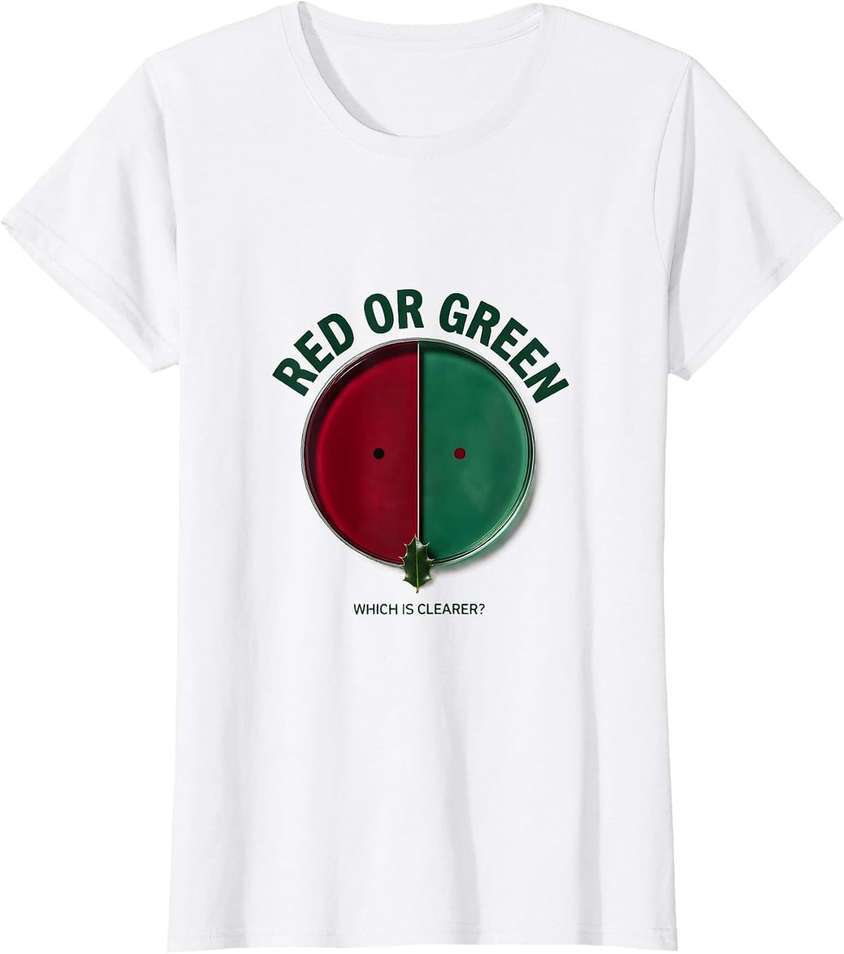 Red Or Green, Which Is Clearer? Funny Optometrist Christmas T-Shirt - White