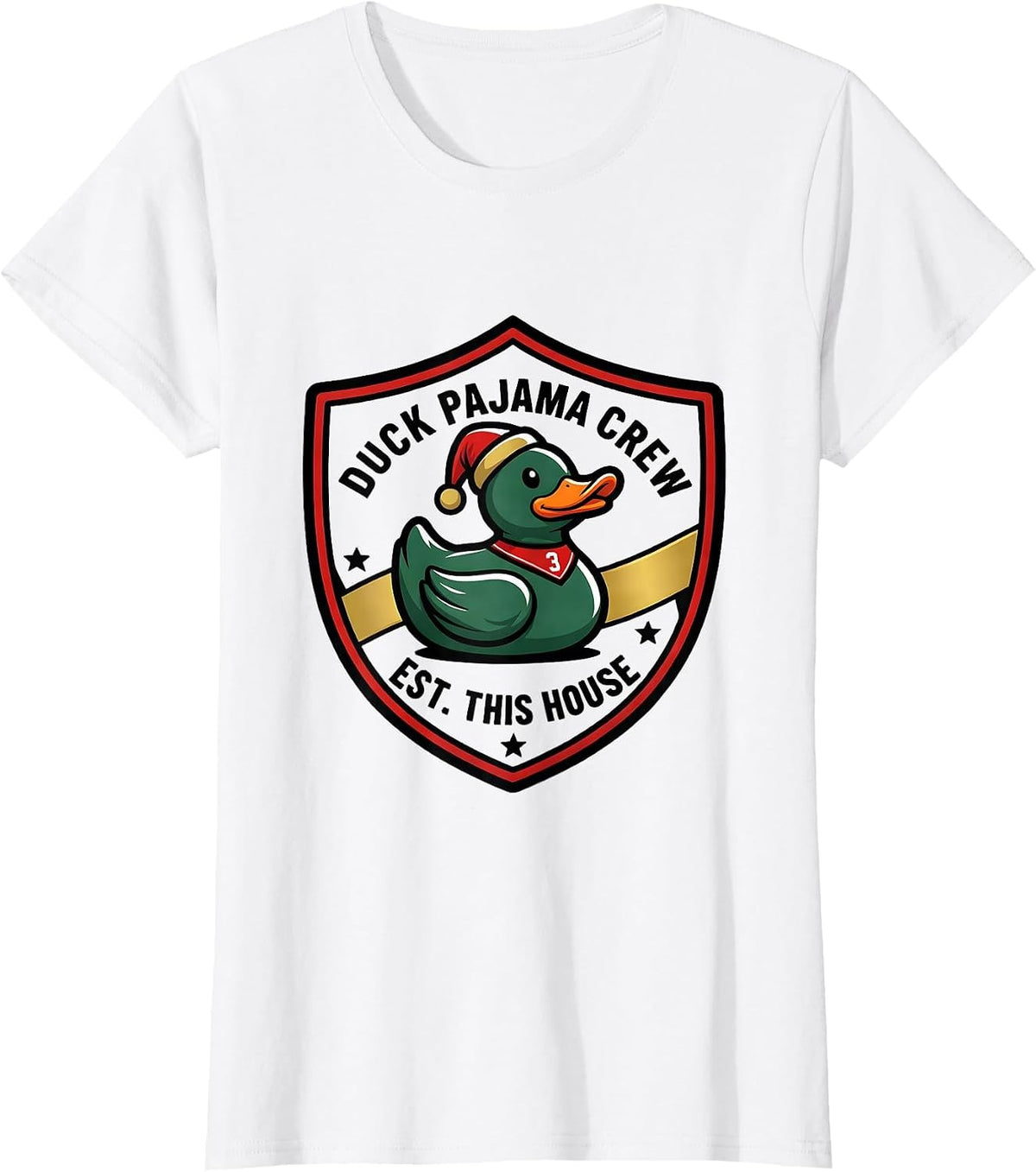 Duck Pajama Crew Est This House Funny Holiday Duck Lover T-Shirt - White