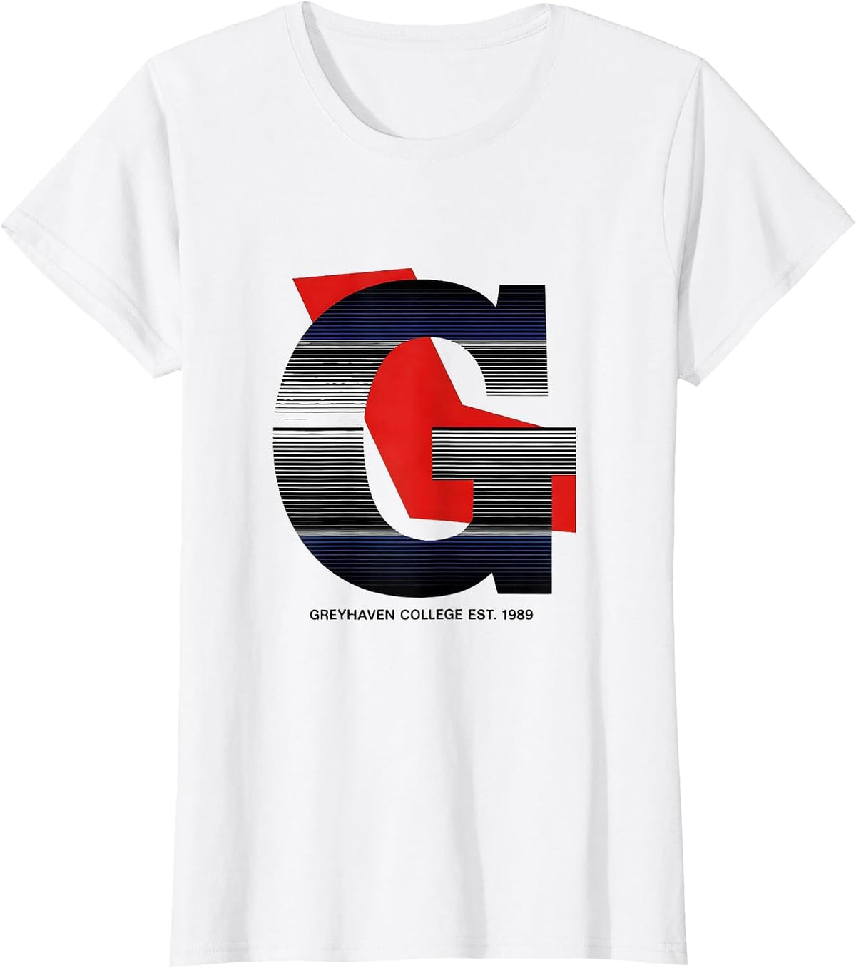Greyhaven College Est. 1989 Retro Collegiate Arch Vintage T-Shirt - White