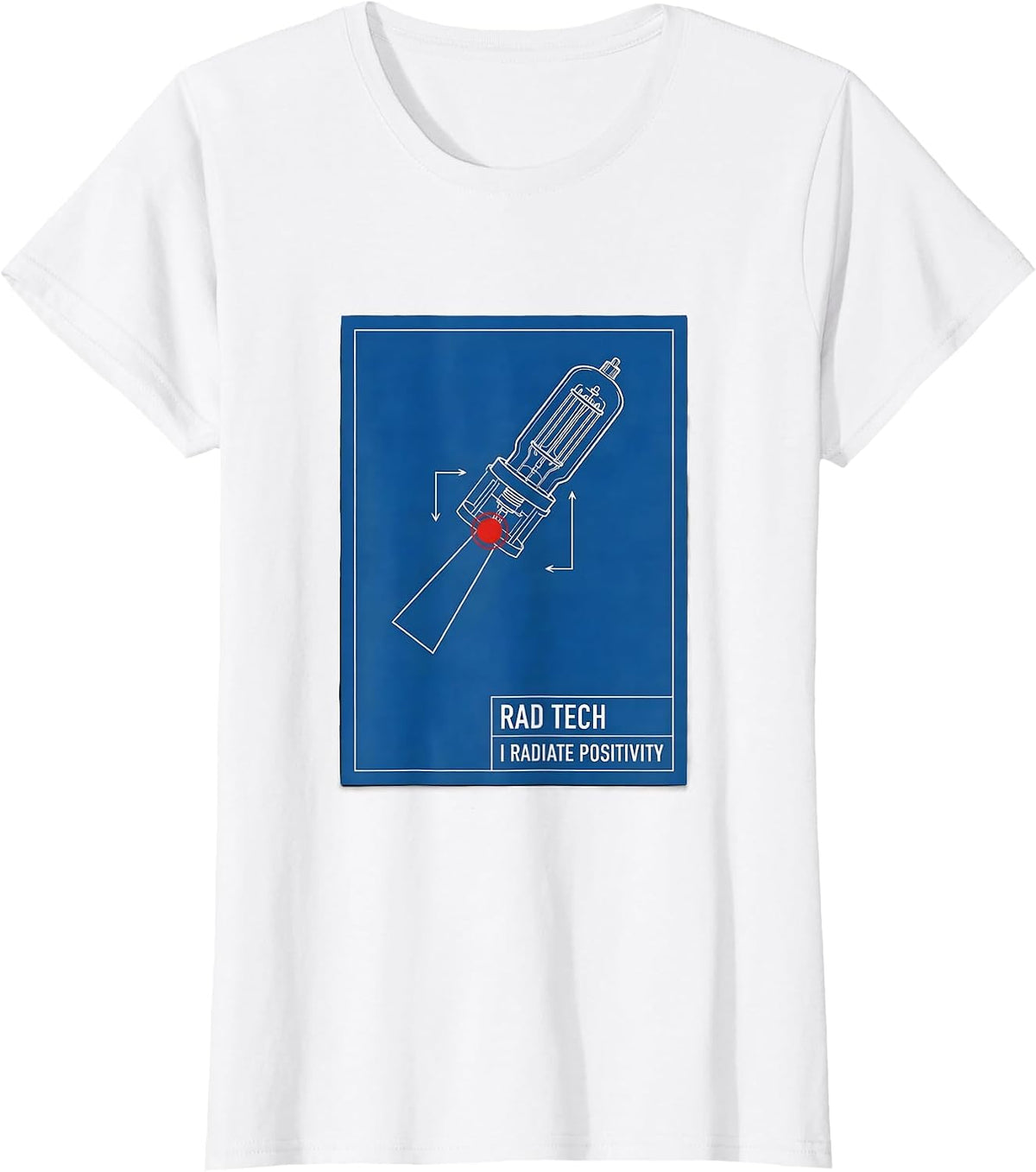 Rad Tech I Radiate Positivity Technical Blueprint Radiology T-Shirt - White