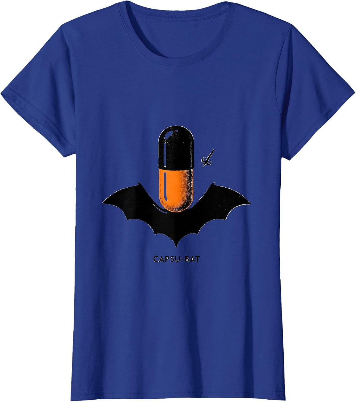Women's Capsu-Bat Minimalist Pharmacy Halloween Pharmacist Tech Crew T-Shirt - Royal Blue