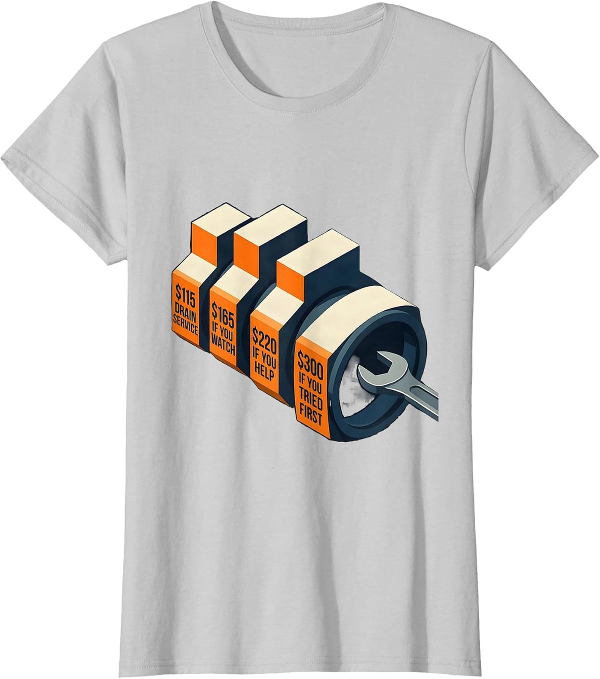 Funny Plumber Hourly Rate Sarcastic Plumbing Humor T-Shirt - Silver Grey