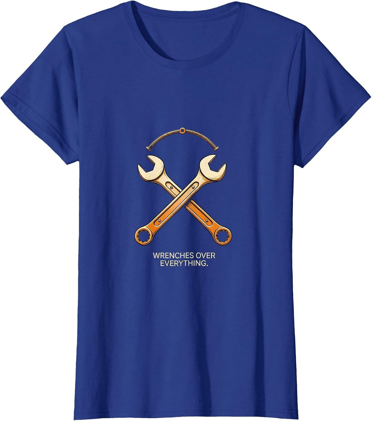 Women's Wrenches Over Everything Pit Crew Design T-Shirt - Royal Blue
