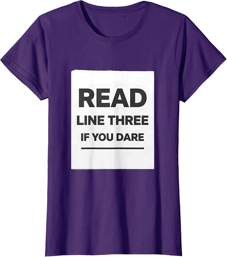 Women's Read Line Three If You Dare Funny Optometrist Eye Doctor T-Shirt - Purple