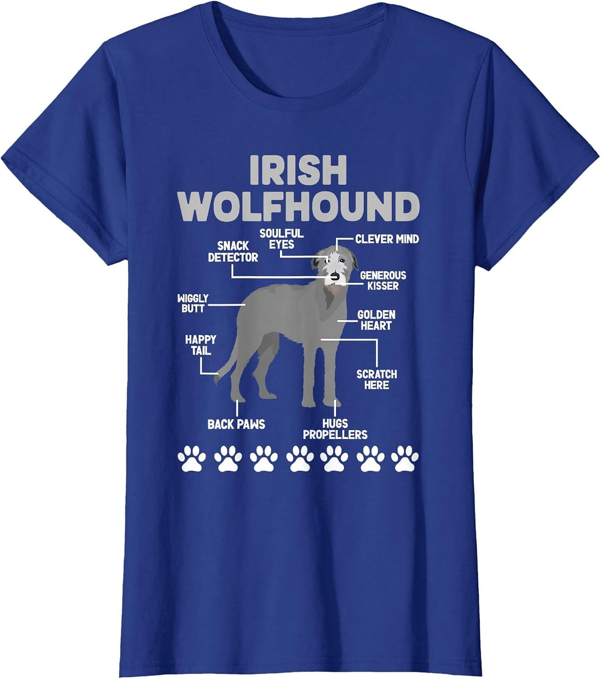 Anatomy of Irish Wolfhound Lover Irish Wolfhound Owner T-Shirt - Royal Blue