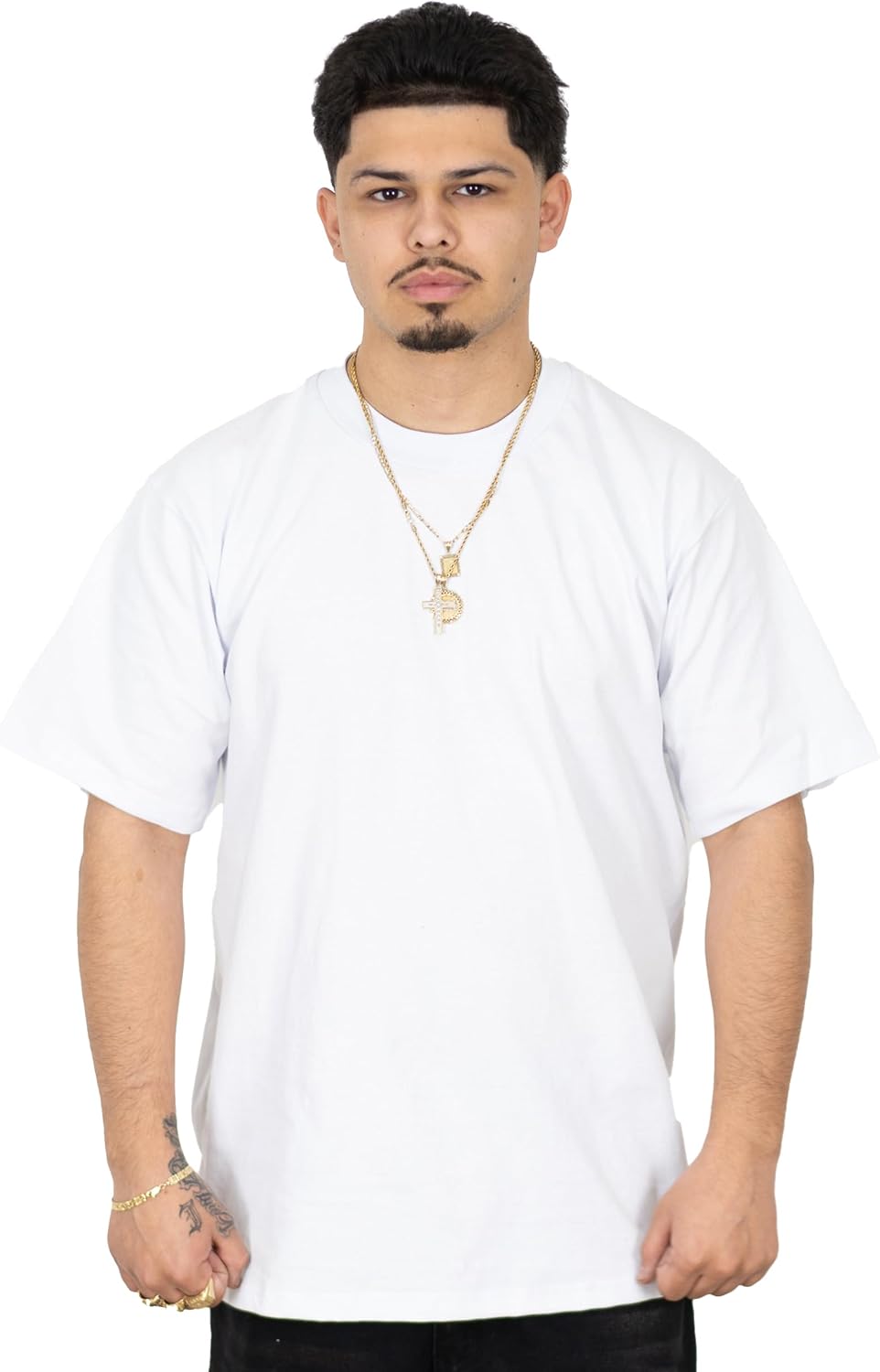 FB County Heavy Hard T-Shirt, Thick Cotton, Crew Neck - White