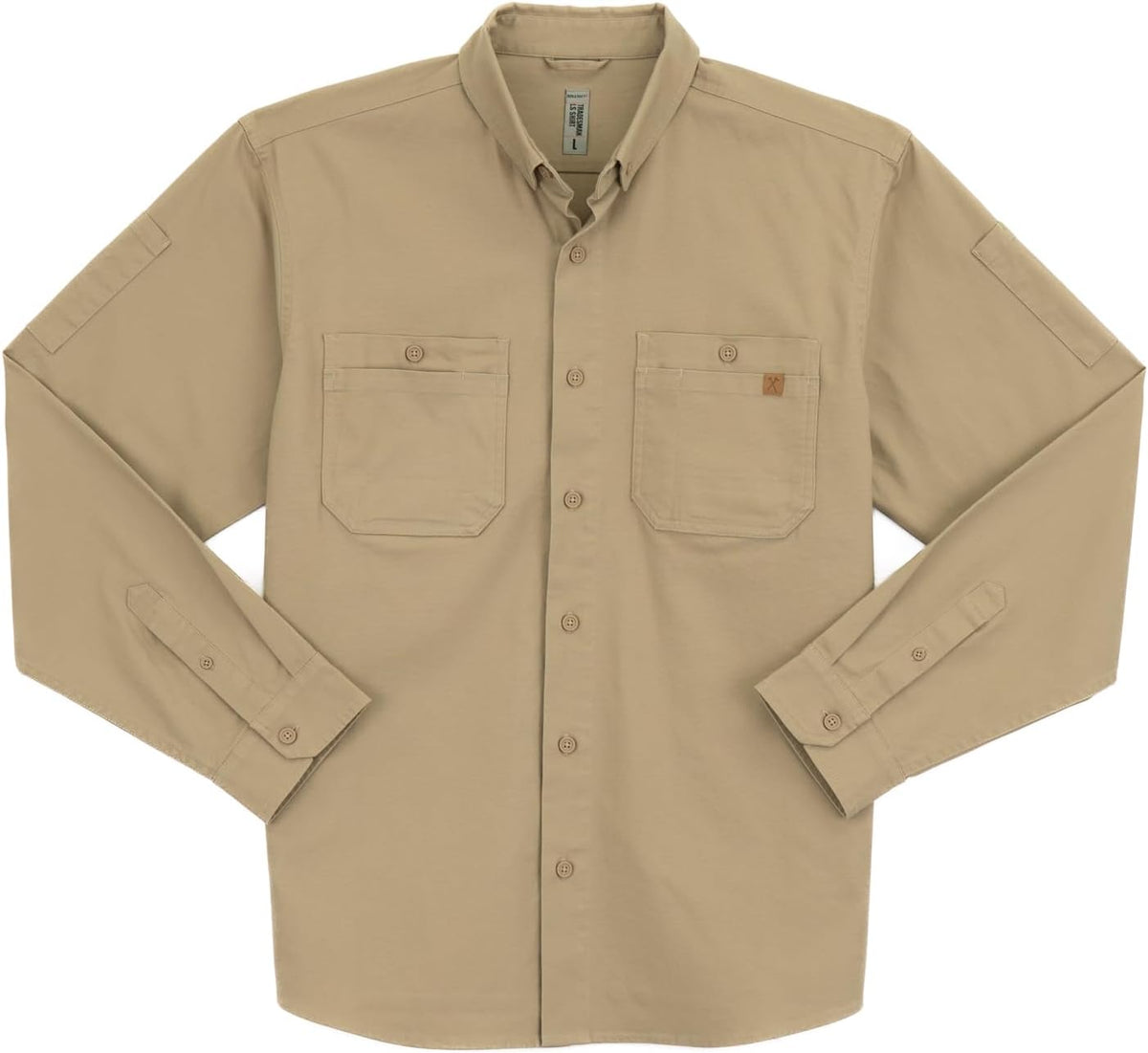 Iron & Haft Tradesman Long Sleeve Work Shirt for Men - Khaki
