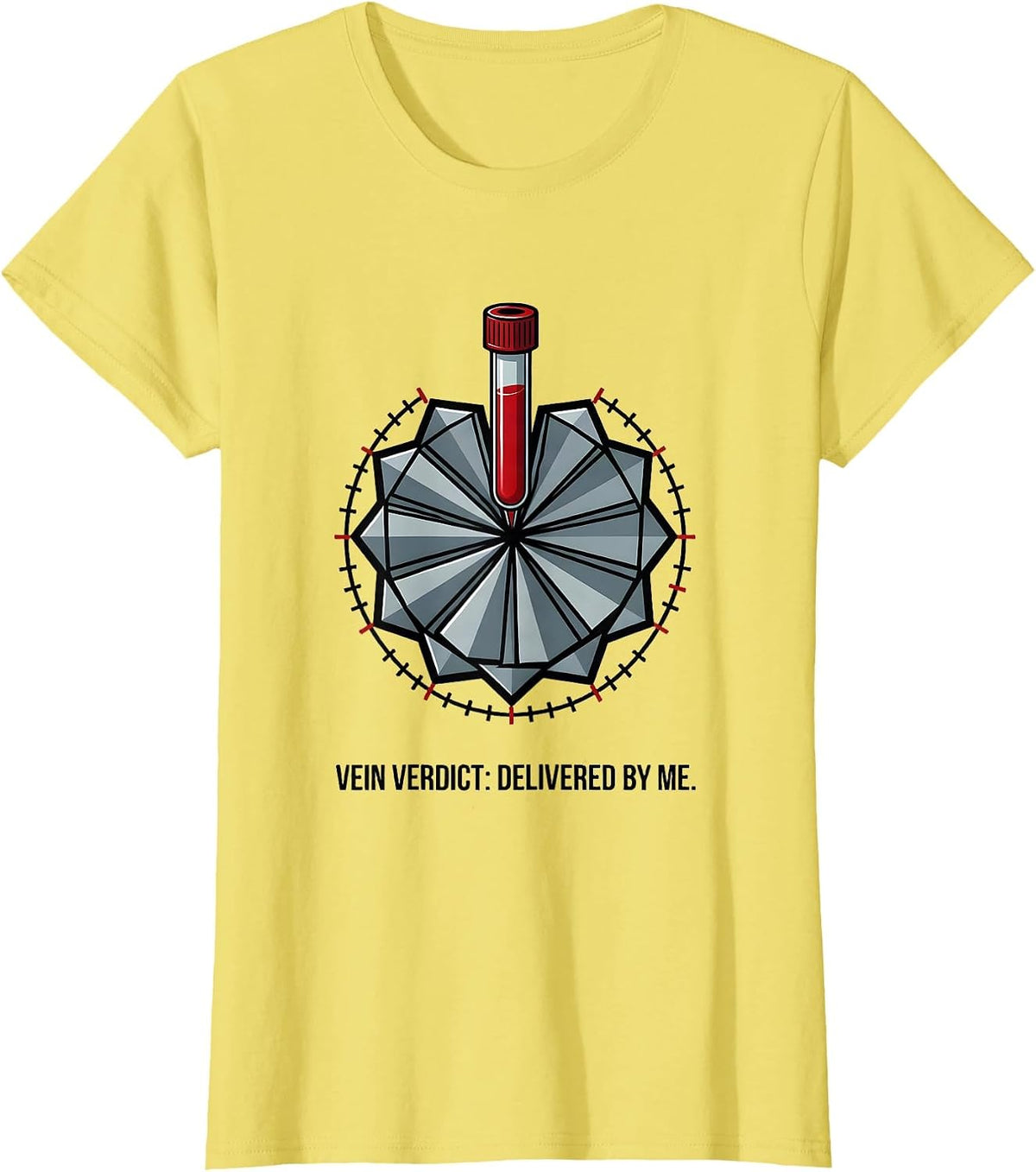 Women's Vein Verdict: Delivered By Me Funny Phlebotomist Christmas T-Shirt - Lemon Yellow