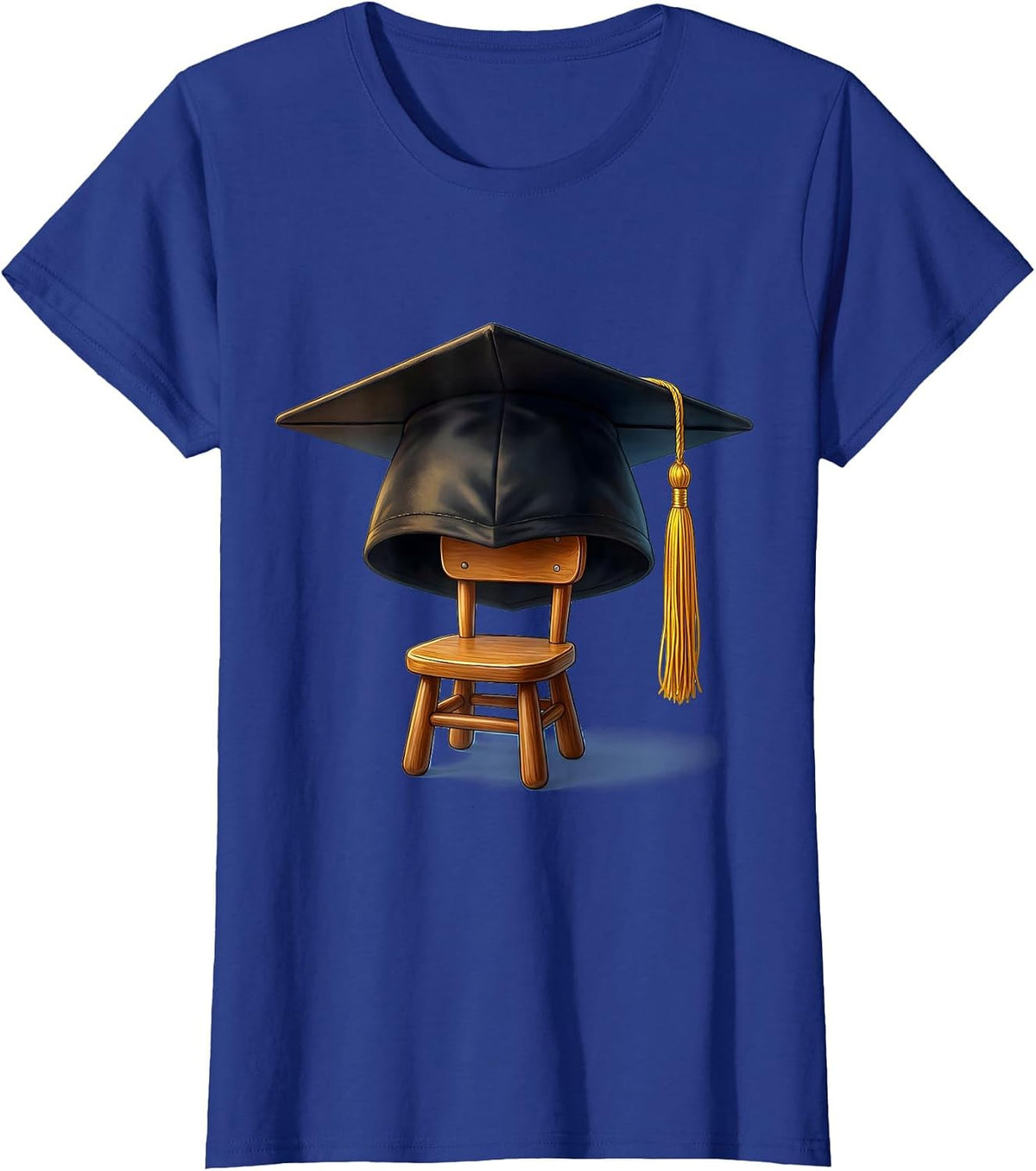 Women's First Grade Teacher Graduation Cap Little Chair T-Shirt - Royal Blue