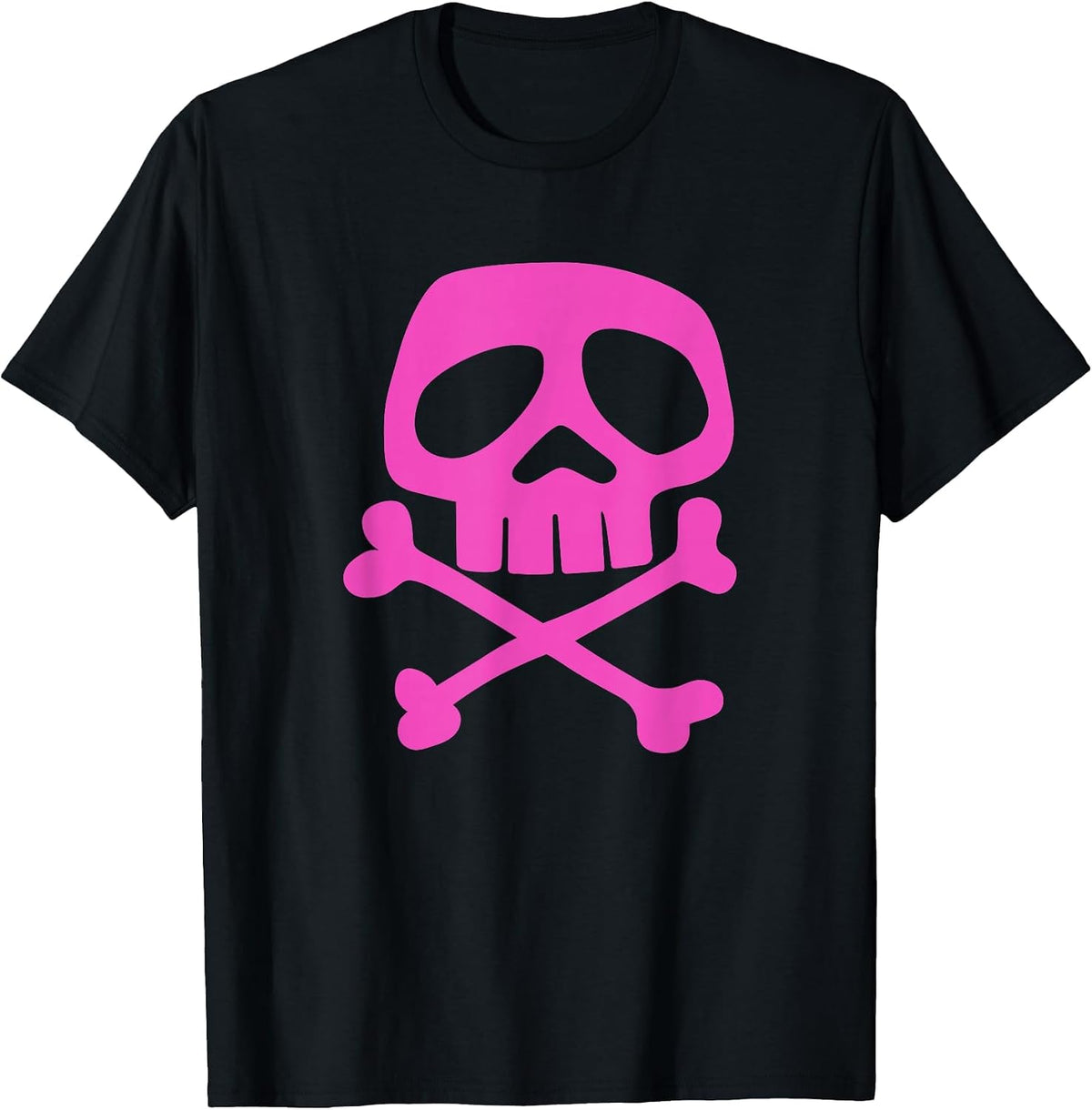 Pink Punk Rock Skull and Bones - 1980's Punk Rock T-Shirt - Black