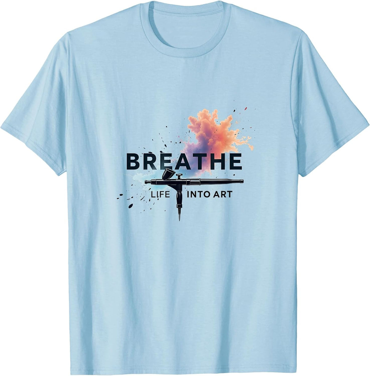Breathe Life Into Art Airbrush Design T-Shirt - Baby Blue