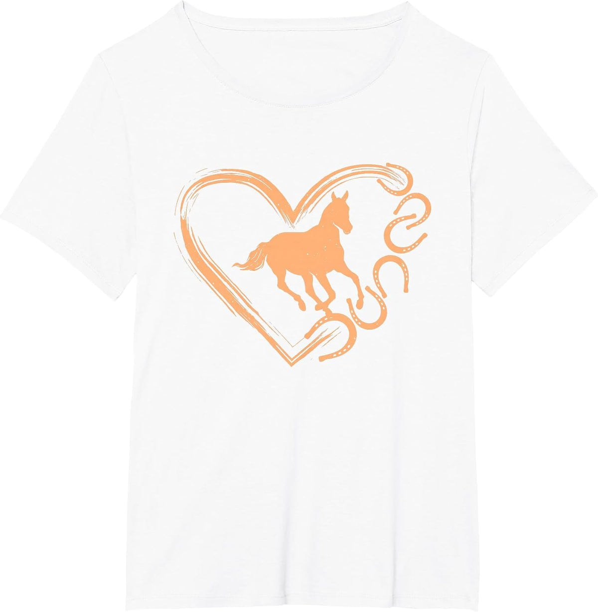 Horseshoe Heart Shaped Design - Horse Lovers Riding T-Shirt - White