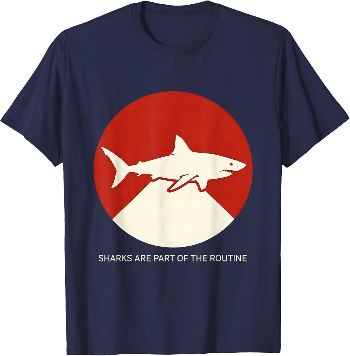 Men's Sharks Are Part Of The Routine Funny Scuba Diver Ocean Humor T-Shirt - Navy Blue