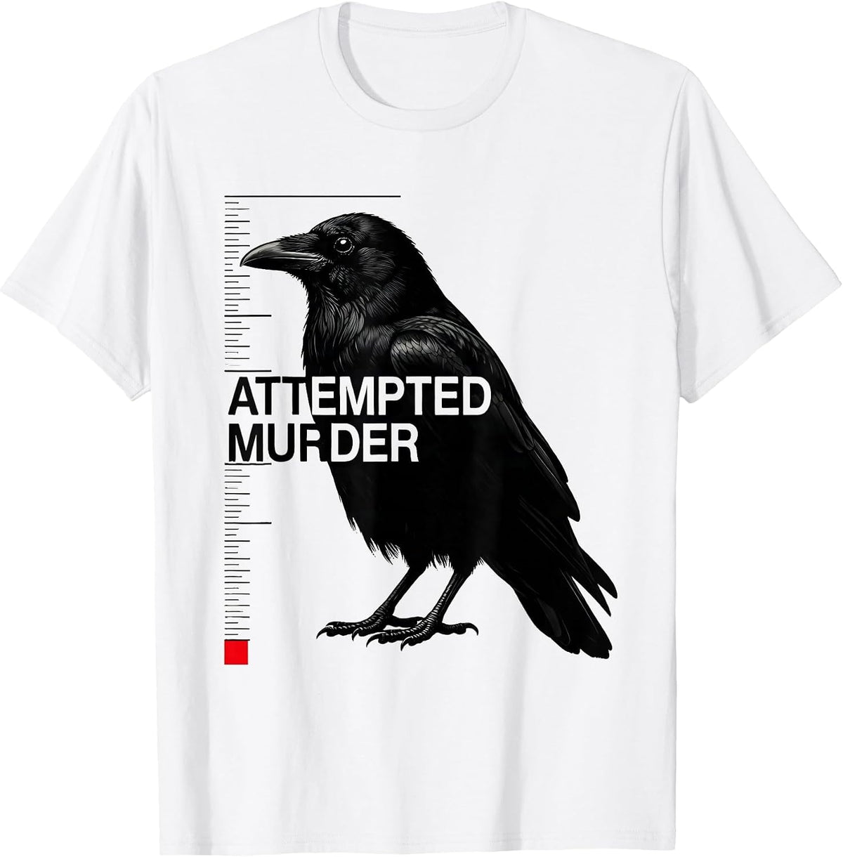 Men's Attempted Murder Swiss International Crow Lover Humor T-Shirt - White