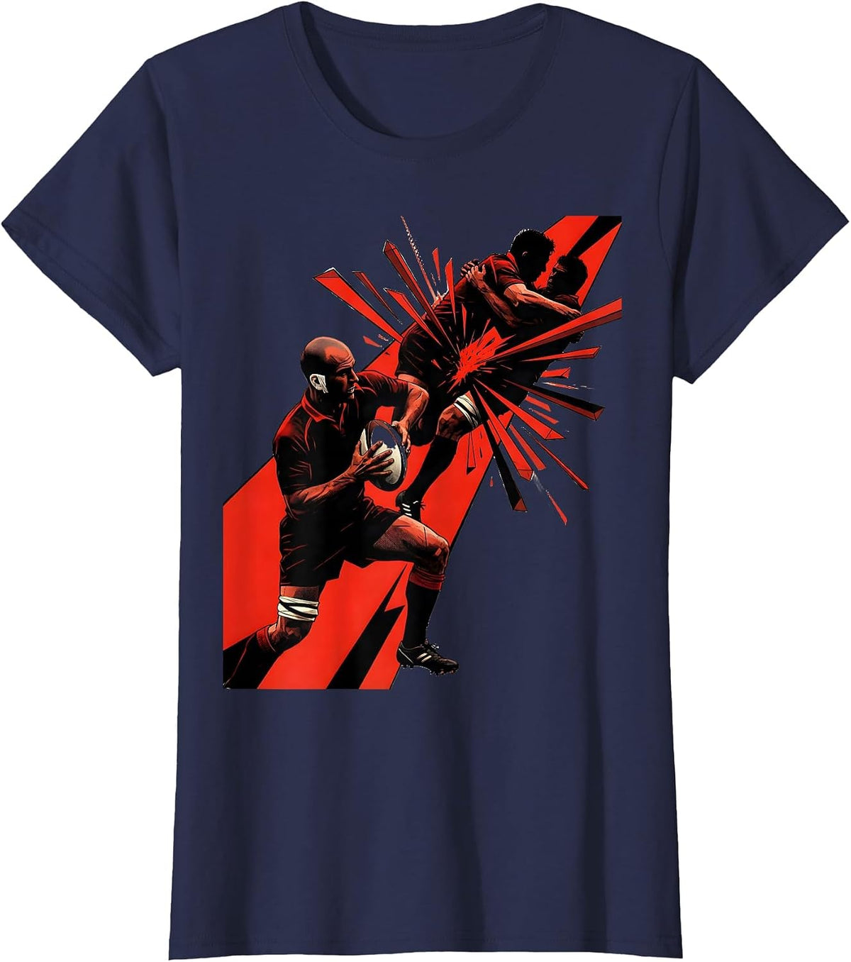 Women's Rugby Breakdown Constructivist Poster Player Humor T-Shirt - Navy Blue