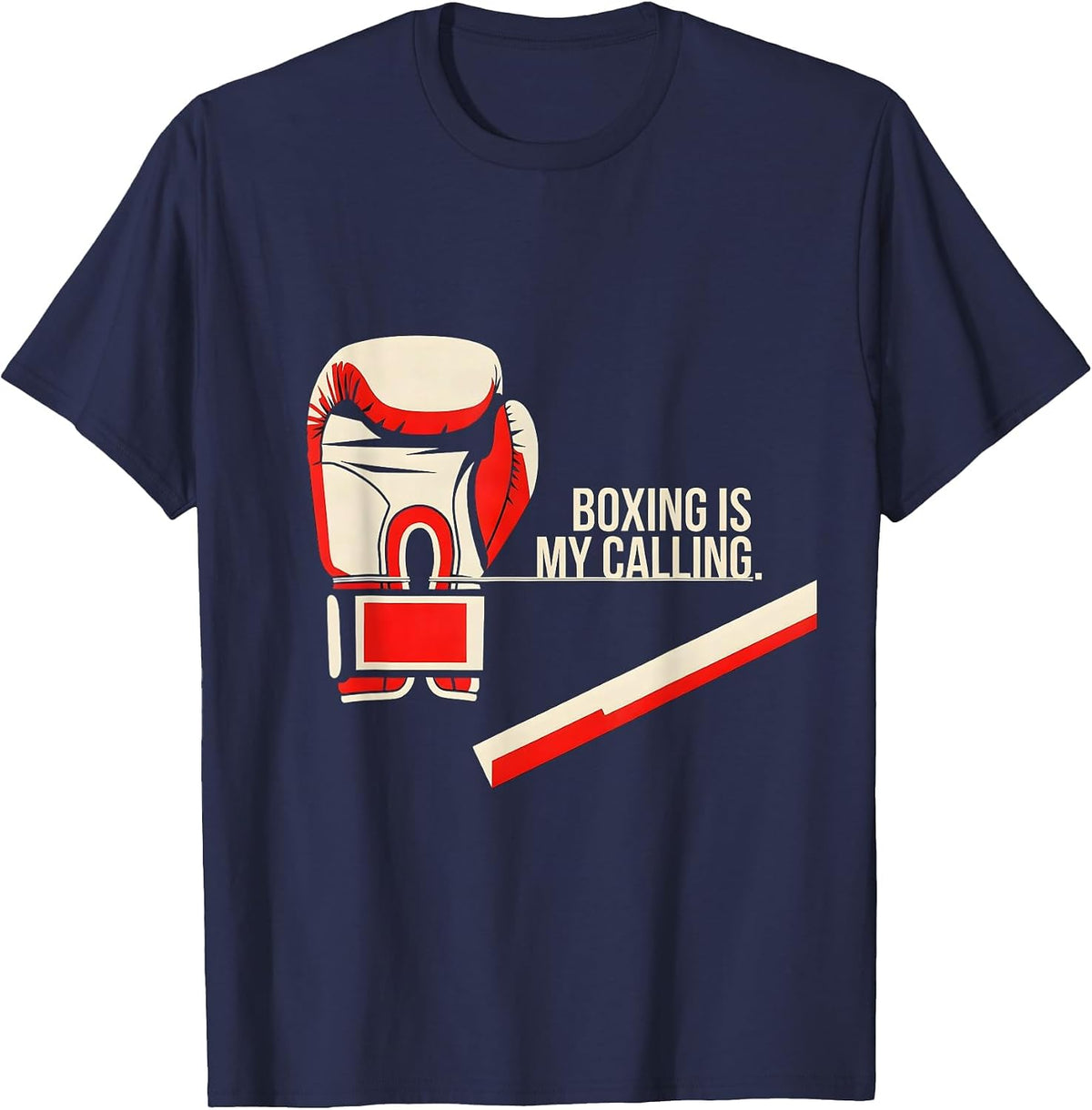 Men's Boxing Is My Calling Minimalist Boxing Fan Trainer Gift T-Shirt - Navy Blue