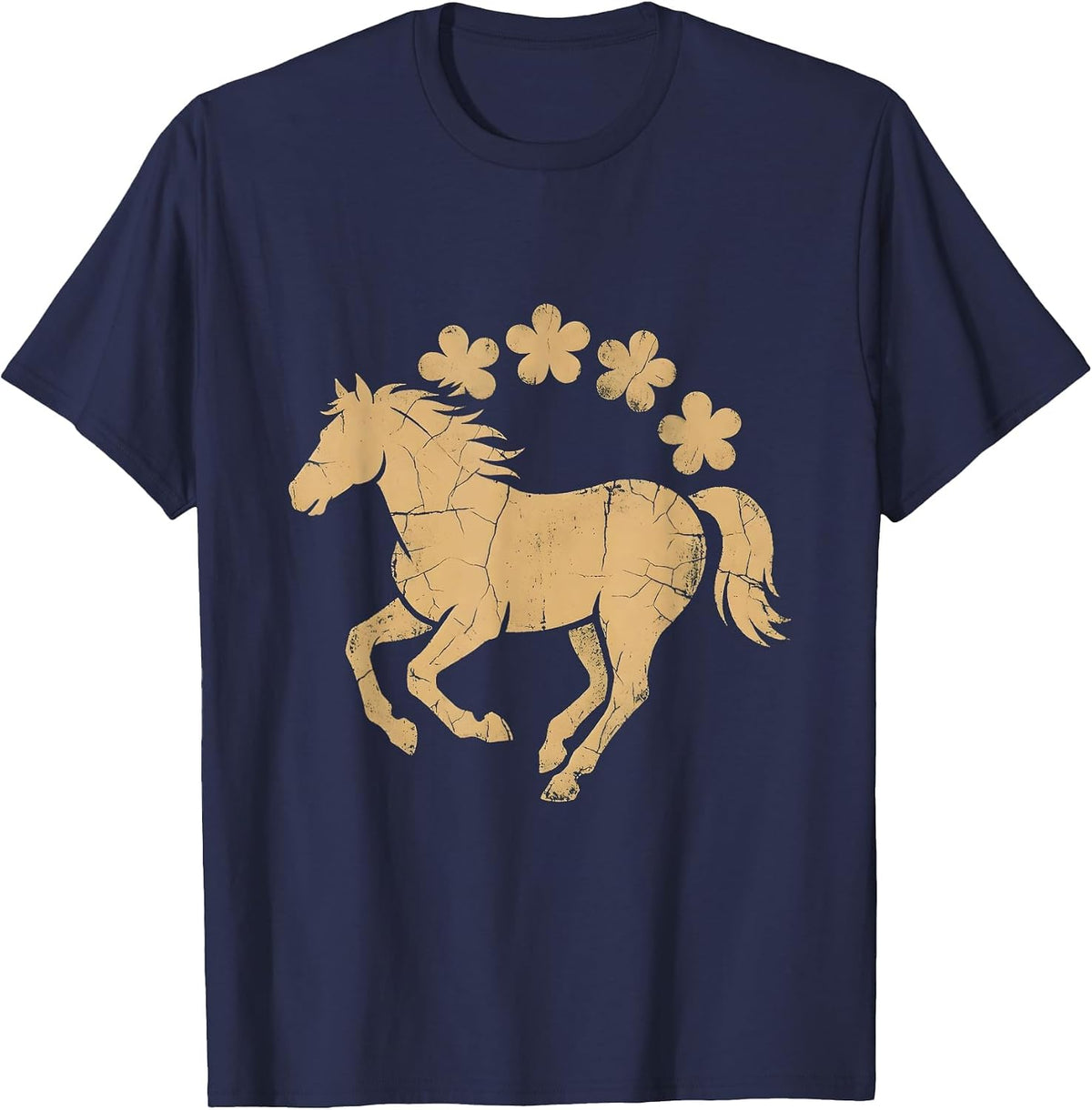 Lone Horse Galloping Canyon Dust Cowgirl T-Shirt - Navy Blue