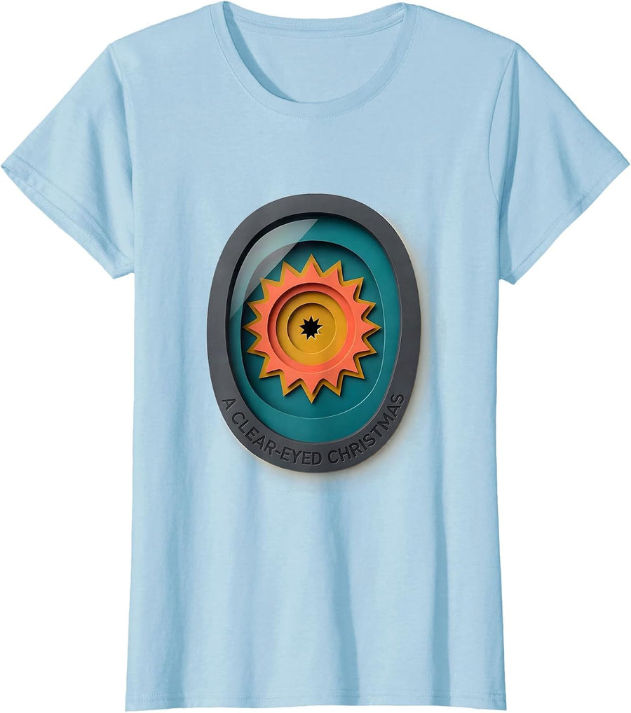 Women's A Clear-Eyed Christmas Midcentury Modern Optometrist Holiday T-Shirt - Baby Blue