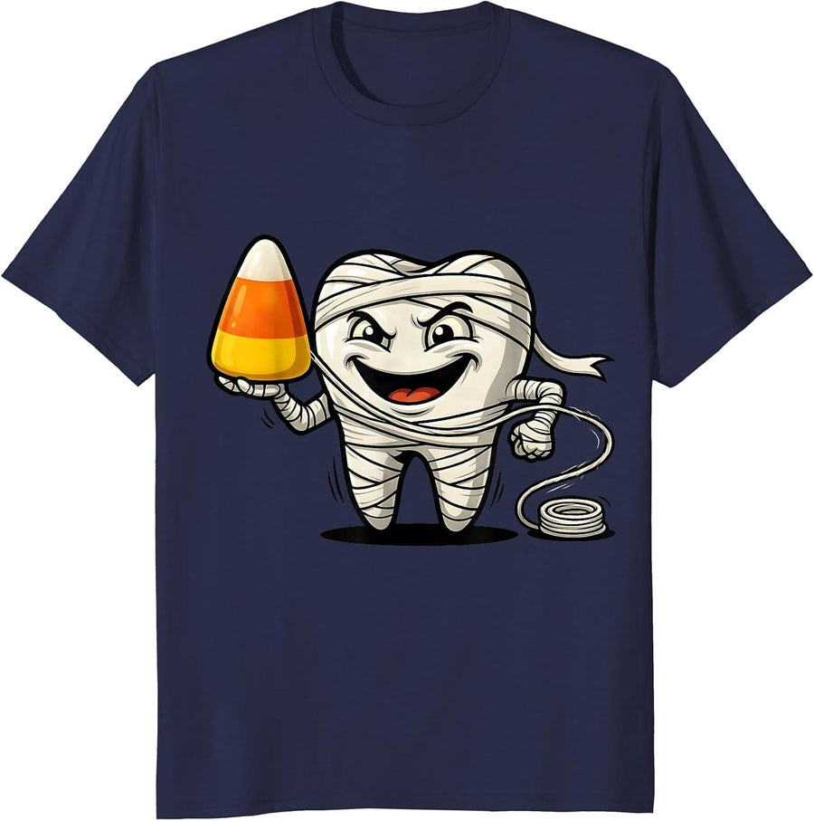 Smiling Tooth Halloween Dental Humor Costume T-Shirt - Navy Blue