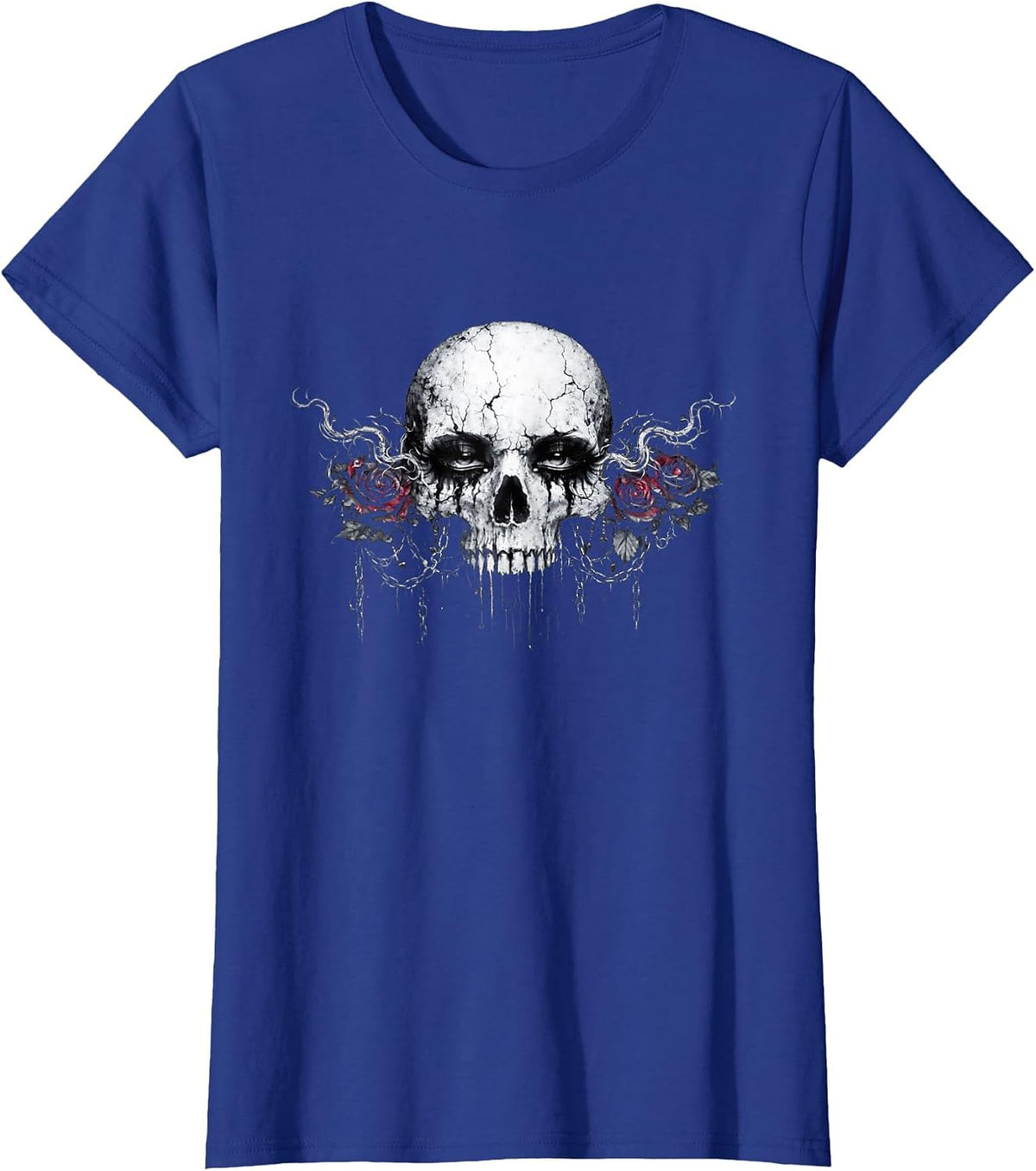 Gothic Skull Dark Romance Horror Aesthetic Emo Skull T-Shirt - Royal Blue