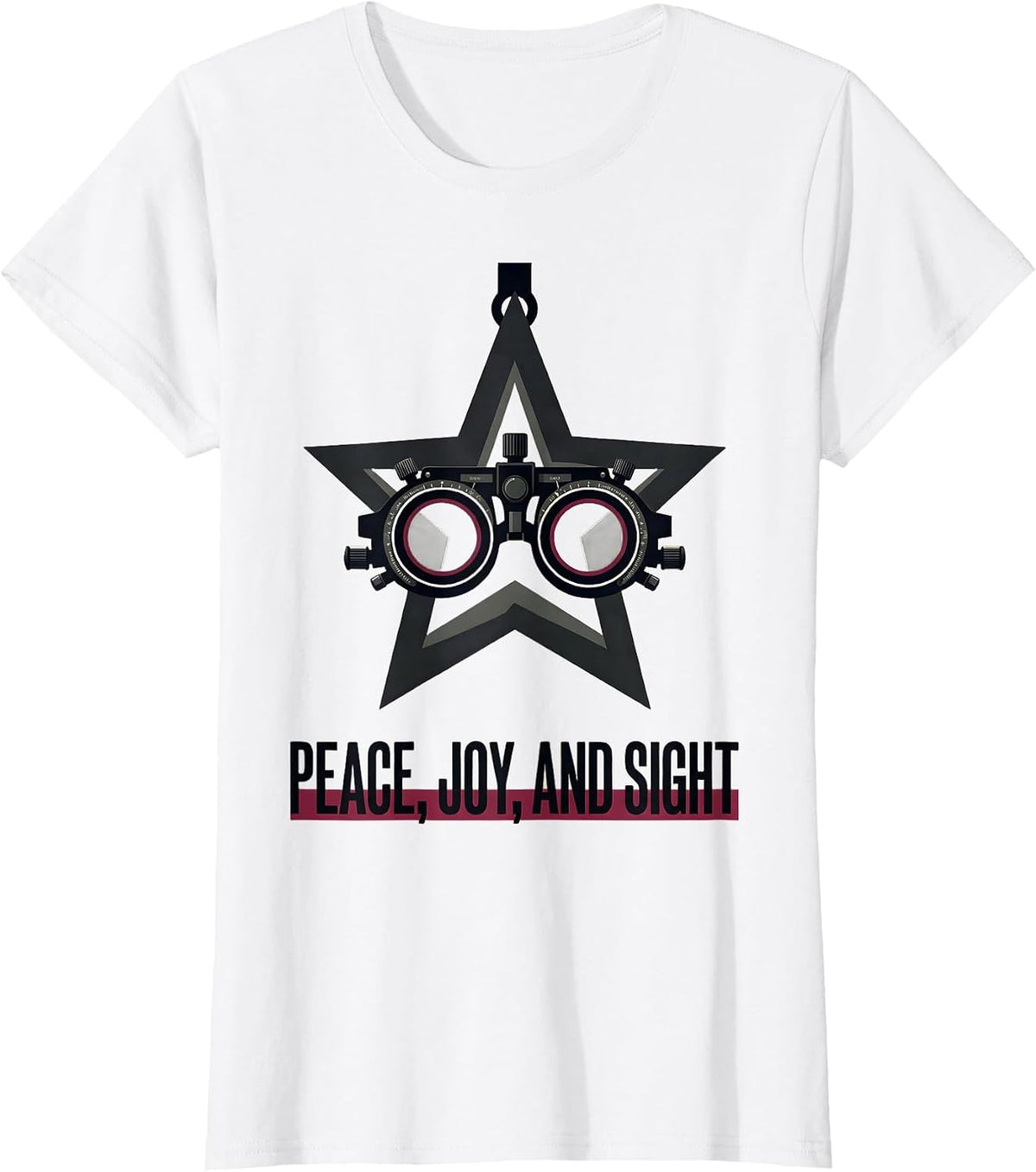 Peace Joy And Sight Optometrist Eye Doctor Christmas Humor T-Shirt - White