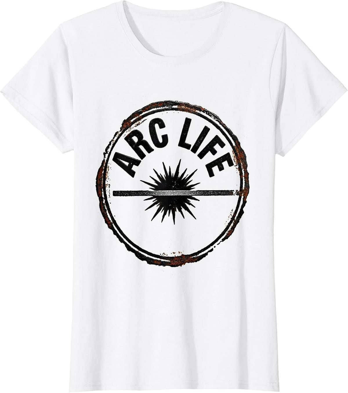 Women's Arc Life Rubber Stamp Welder Blue Collar Tradesperson Pride T-Shirt - White