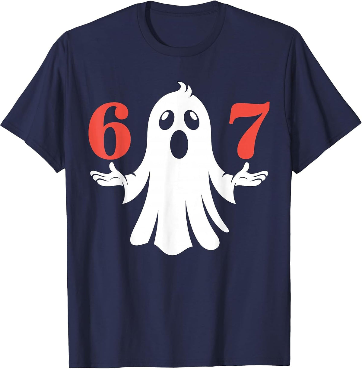 Six Seven Meme 6 7 Halloween Ghost Costume T-Shirt - Navy Blue