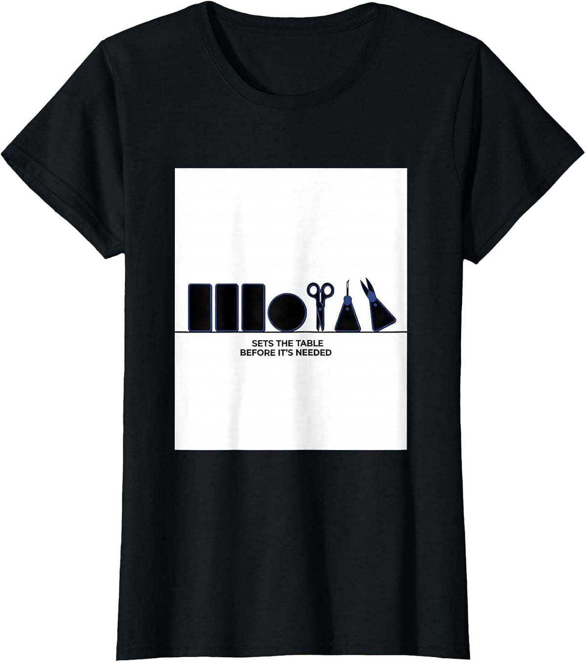 Women's Sets The Table Before It's Needed Geometric Surgical Tech T-Shirt - Black