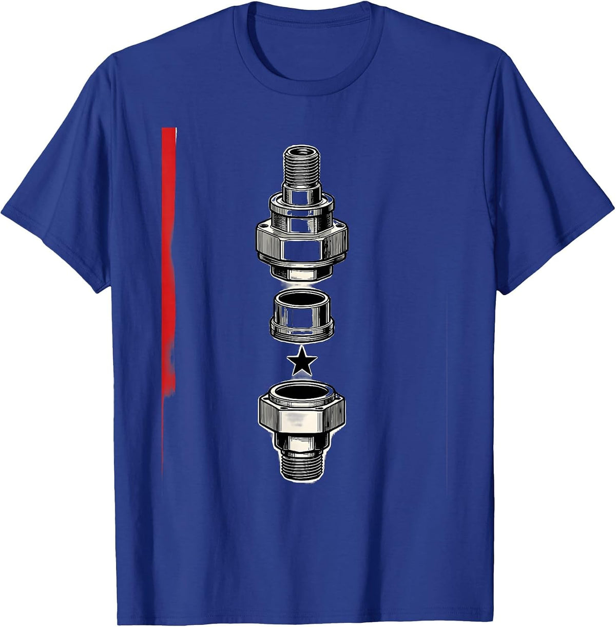 Exploded Oilfield Cementing Head Patriotic Trade Worker Gift T-Shirt - Royal Blue