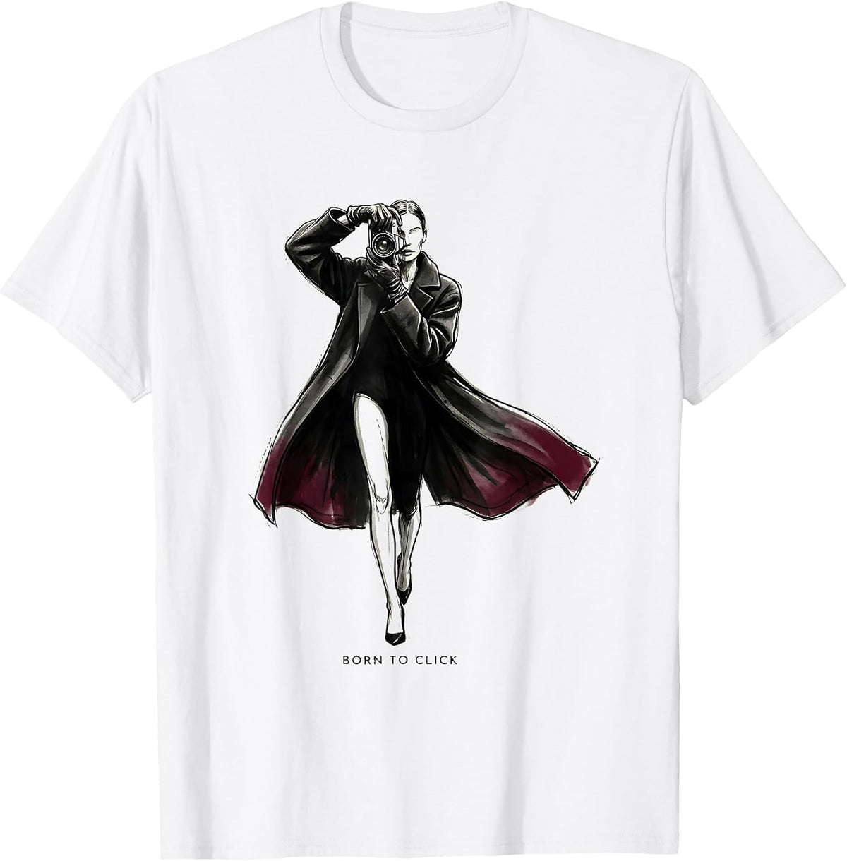 Men's Born to Click Photography Lover Design T-Shirt - White