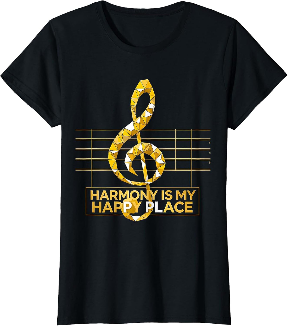Harmony Is My Happy Place Music Teacher Design T-Shirt - Black