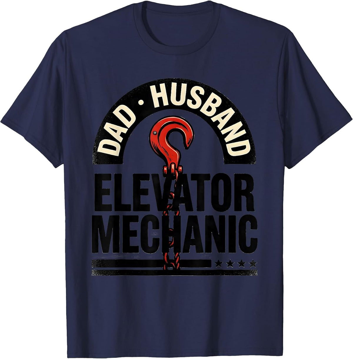 Dad Husband Elevator Mechanic Patriotic Mechanic Gift T-Shirt - Navy Blue