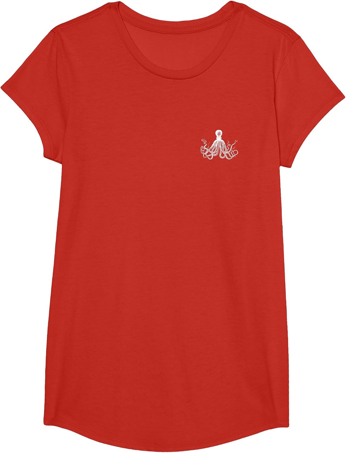 Vintage Octopus Kraken Classic Design Nautical T-Shirt T-Shirt - Girls Red