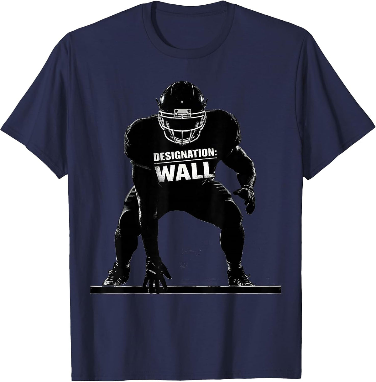 Men's Designation Wall Funny Football Lineman Tribute T-Shirt - Navy Blue