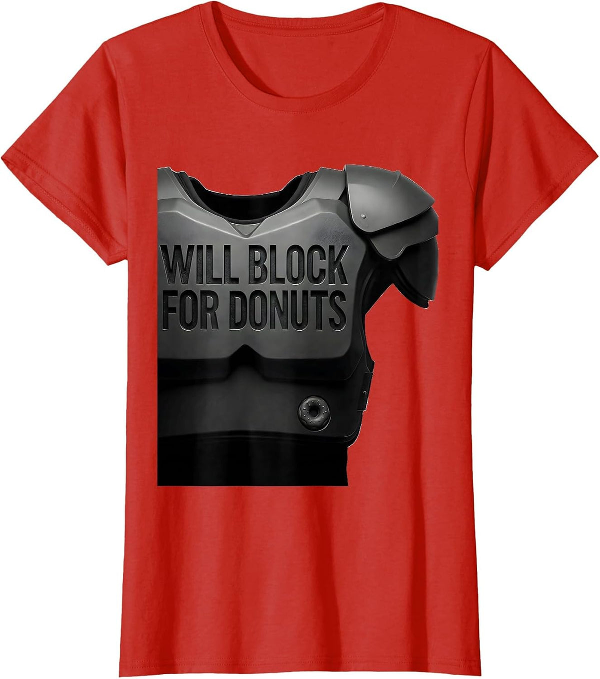 Will Block For Donuts Funny Football Lineman Humor T-Shirt - Red