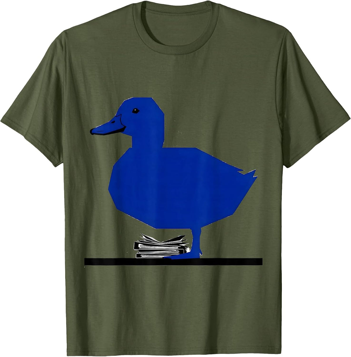 Men's Geometric Duck Silhouette Funny Duck Lover Novelty T-Shirt - Olive Green