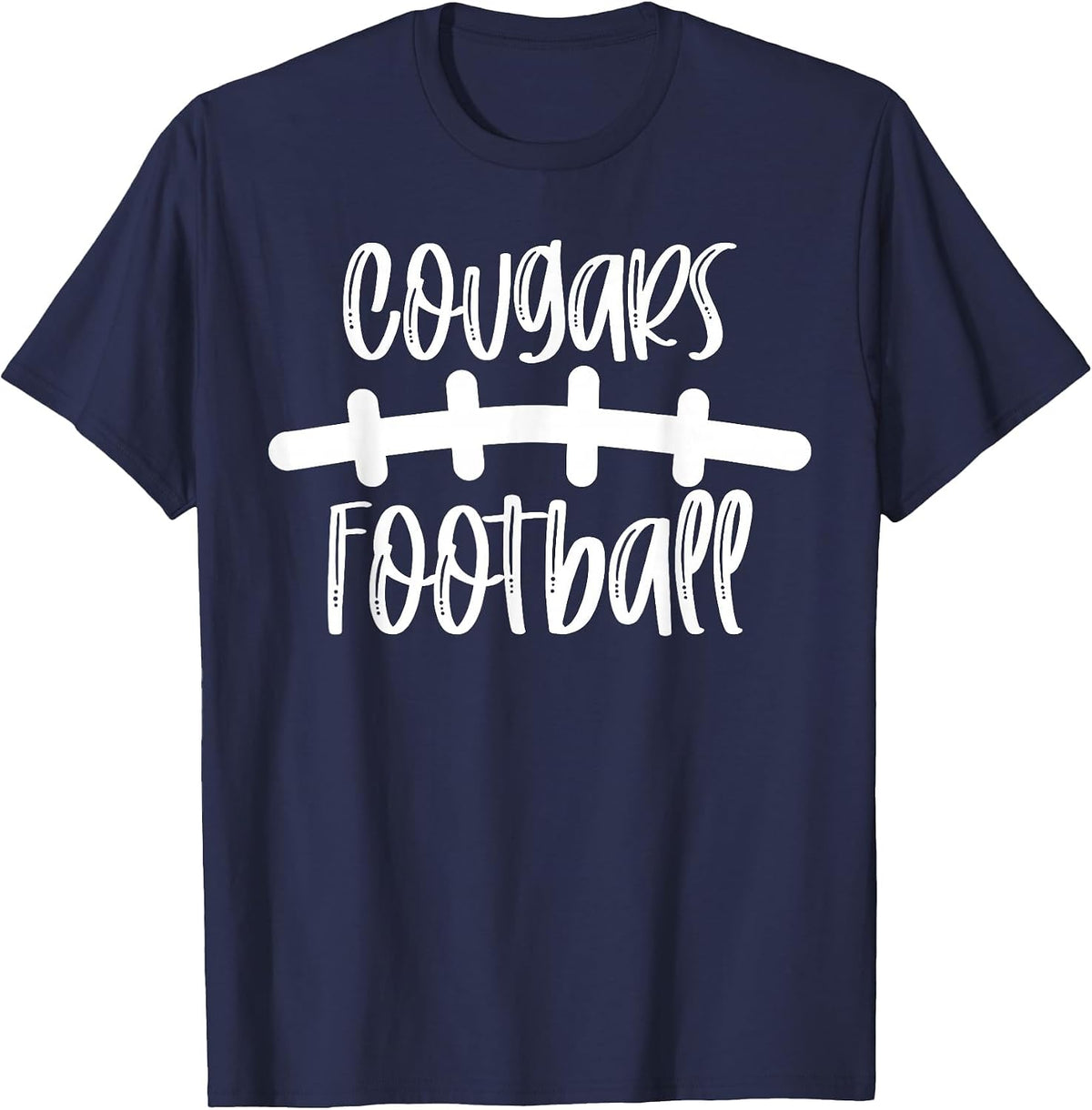 Cougars Football School Spirit Team Mascot Game Night T-Shirt - Navy Blue
