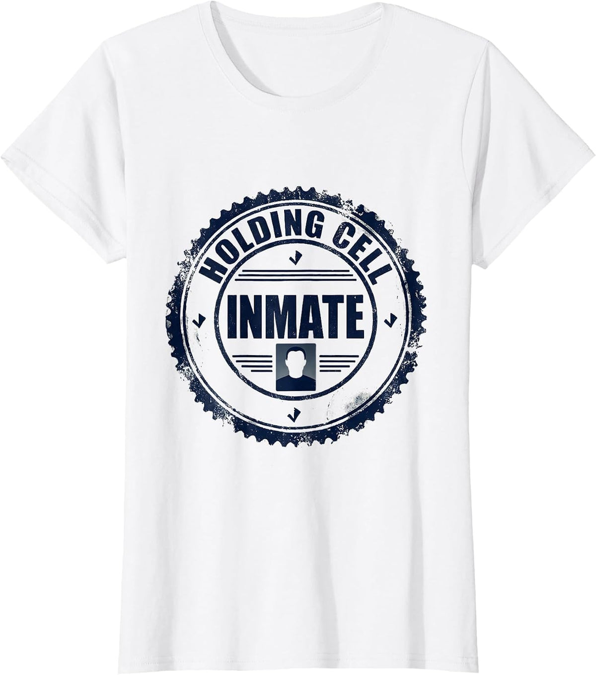 Women's Holding Cell Inmate Rubber Stamp Funny Prisoner Costume T-Shirt - White