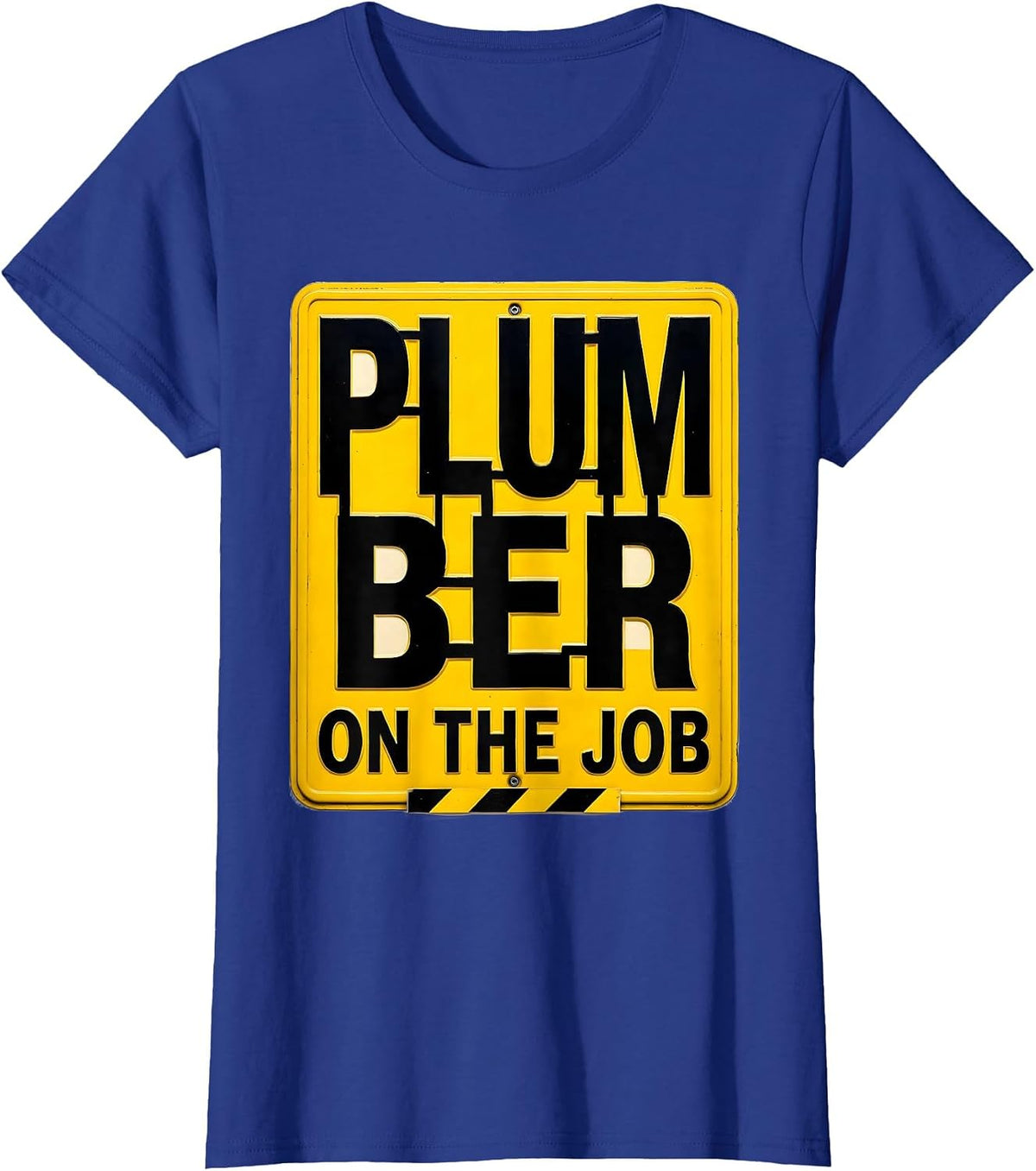 Women's Plumber On The Job Stencil Graphic Work Uniform Crew T-Shirt - Royal Blue